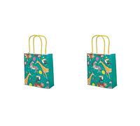Talking Tables Paper Loot Bags Jungle Theme Supplies Safari Zoo Party Fill with Birthday Cake and Treats, Green and Yellow, Medium (Pack of 2)