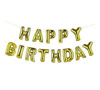Talking Tables Party Time Happy Birthday Golden Balloon Banner Bunting, Fabric
