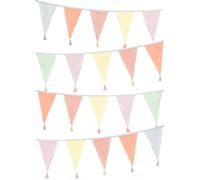 Talking Tables Pastel Fabric Bunting with Tassels-3m | Triangle Flag Pennant Garland, 100% Cotton, Home Décor for Girls Bedroom, Nursery Accessories, Indoor Outdoor Easter Decorations, Baby Shower