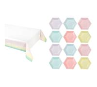 Talking Tables Pastel Paper Table Cover & Pastel Hexagon Plates Bundle