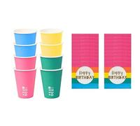 Talking Tables Rainbow Birthday Cups 8pk Bright & Rainbow Napkins Bundle