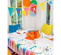 Talking Tables Rainbow Fabric Table Cover | Rectangular Kids Party Tablecloth with Bunting Design, Reusable, Unisex Decorations for Birthday, Garden, Picnic, BBQ, Festival Theme, Pride,200 x 140 cm