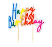 Talking Tables Rainbow Happy Birthday Candle Topper for Cake - Colourful Letter Cake Decorations, Fun Birthday Candles for Kids or Adults, Candle Cake Toppers Size 8cm x 10cm