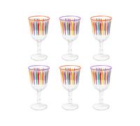 Talking Tables Rainbow Striped Wine Glasses - 6 Pack in Clear Talking Tables Clear