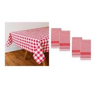 Talking Tables Red Gingham Tablecloth & Red Gingham Tea Towels 4pk Square Bundle