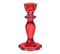 Talking Tables Red Glass Candlestick Holder, Decorative Taper Candle Stand, Dinner Party Table Decor, Christmas, Wedding, Birthday, Home Decor