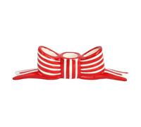 Talking Tables Red & White Bow Candle Holder - Ceramic Christmas Table Centrepiece, Festive Stripe Candle Stick Holder for Dinner Candles, Holiday Home Décor