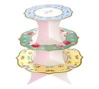 Reusable Floral Cake Stand Afternoon Tea Party Decorations | Truly Scrumptious | Reversible, Card, 3 Tiers, Double-Sided, Disposable | Food Stand For Birthday, Wedding, Mother's Day, Baby Shower