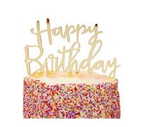 Talking Tables Reusable Gold Happy Birthday Cake Topper Decoration for Girls, Boys, Him, Her, Kids, Adults, Party