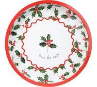 Talking Tables Round Serving Tray Christmas Holly Design for Tea Coffee, Drinks Food Sandwiches Decorative Festive Tin Tableware Design Xmas 30cm