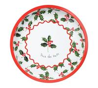 Talking Tables Round Serving Tray Christmas Holly Tea Coffee, Drinks Food Sandwiches Decorative Festive Tin Tableware Design Xmas 30cm