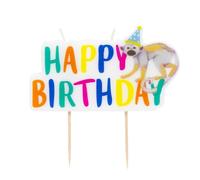 Talking Tables Safari Animal Themed Happy Birthday Candle | Large Colourful Jungle Zoo Decoration, Topper for Cakes | 11cm