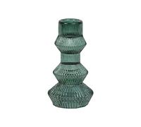 Talking Tables Sage Green Glass Candle Holder - Ribbed Tiered Candlestick for Tealights Dinner Party, Table Centrepiece, Home Decorations, Candle Holder Gift - Elegant Candle Stand - 12cm