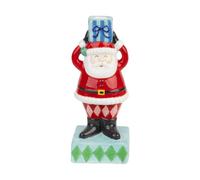 Talking Tables Santa Ceramic Candle Holder Christmas Decoration 20cm | Christmas Gift and Decoration: colourful ceramic Santa with harlequin trousers and a holder for one 2cm dinner candle.