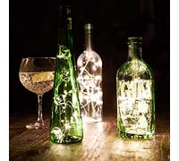Talking Tables Silver Wine Bottle Stopper Lights 1m Battery Powered LED String for Wine Bottles Christmas Decorations Table Centrepiece Party Lighting - Christmas Table Decor 1m