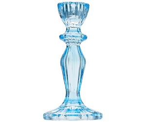 Talking Tables Sky Blue Glass Candle Holder | Decorative Candlestick Holder Taper Candle Stand, Elegant Table Centrepieces, Candle Holders for Dining Room, Living Room Decoration, One Size 16cm