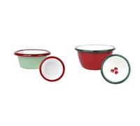 Talking Tables Small Green Enamel Dipping Bowl & Cranberry Enamel Dipping Bowl Bundle
