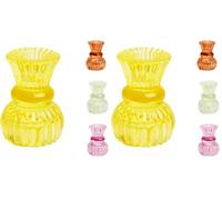 Talking Tables Small Yellow Glass Candle Holder for Candlesticks or Tea Lights - Decorative Easter Table Decorations Dining, Christmas, Summer Home Decor, Wedding (Pack of 2)