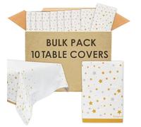 Talking Tables Table Fun 10 x White Paper Table Covers with Gold, Silver Stars | Disposable Tablecloths for Christmas Birthday Party, Weddig, Catering, Anniversary 180x120cm