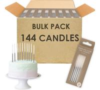 Talking Tables Table Fun Bulk Pack Of 144 White & Silver Birthday Candles