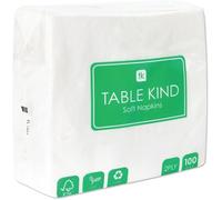 Table Kind - 100 Bulk Pack Soft White Napkins, Quality Serviettes for Parties, Catering & Everyday Use, Eco-Friendly Disposable Home Compostable FSC, Sustainable & Recyclable, Made in EU 2ply 33cm