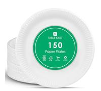 Talking Tables Table Kind 150 Bulk Pack Eco-Friendly White Paper Plates for Catering & Everyday Use, Recyclable Round Disposable Dishes Birthday Party Supplies, Home Compostable Made in EU 22CM