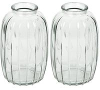 Talking Tables Transparent Glass Flower Vase for Flowers Elegant Decoration Centerpiece Wedding Window Sill Parties Garden Summer Dinner Fireplace Gift Height 12cm (Pack of 2)