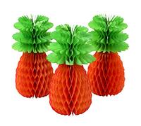 Talking Tables Tropical Fiesta Honeycomb Pineapple Party Decorations for Birthday, BBQ and Summer Party, Orange (3 Pack)