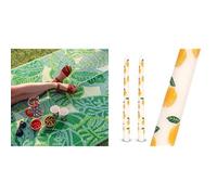 Talking Tables Tropical Palm Leaf Outdoor Rug & Lemon Tapered Dinner Candles Summer Bundle