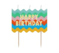 Talking Tables Wavy Large Happy Birthday Block Candle for Cakes, Cake Topper Decoration, Premium Quality, Colourful Rainbow Candles, 6,3 cm Height, Recycled Packaging