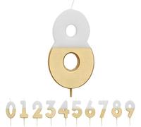 Talking Tables White and Gold Number 8 Candle Premium Quality Cake Topper Decoration | for Kids, Adults, 18th, 80th Birthday Party, Anniversary, Milestone, GoldCandle8