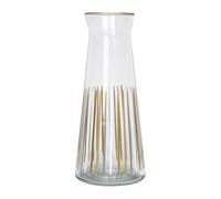 Talking Tables White and Gold Striped Glass Jug Carafe Pitchers, 25 cm Narrow Neck Glass Carafes for Fridge, Water, Milk, Iced Tea, Juice, Beverage, Wine Decanter