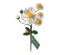 Talking Tables White Daisy Crochet Sprig or Summer Decorative Cotton Flowers Handmade Crocheted Floral Stems for Table, Home Styling Gift Seasonal Displays Soft Yarn Finish Reusable 18cm