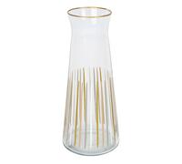 Talking Tables White and Gold Striped Glass Jug Carafe Pitchers, 25 cm Narrow Neck Glass Carafes for Fridge, Water, Milk, Iced Tea, Juice, Beverage, Wine Decanter