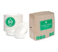 Talking Tables White Paper Bowls 50pk & Kraft Brown Napkins 100pk Eco Recycled Bundle