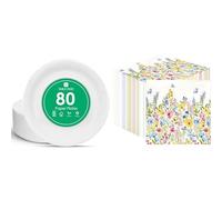Talking Tables White Paper Plates 80pk & Meadow Floral Napkins 100pk Eco Disposable Bundle