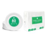 Talking Tables White Paper Plates 80pk & White Napkins 100pk Disposable Eco-Friendly Catering Bundle