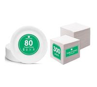 Talking Tables White Paper Plates 80pk & White Napkins 300pk Bulk Disposable Eco Catering Bundle