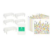 Talking Tables White Paper Table Cover 5pk & Meadow Floral Napkins 100pk Eco Party Bundle