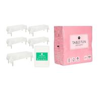 Talking Tables White Paper Table Cover 5pk & Pink Napkins 100pk Disposable Party Bundle