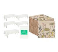 Talking Tables White Paper Table Cover 5pk & Wildflower Napkins 100pk Disposable Spring Bundle