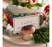 Talking Tables Wooden Mushrooms Placecard Holders and Name Cards-4 Pack | Ceramic Autumn Décor, Christmas Table Settings, Woodland Forest Fairy Party Decorations, Winter Wedding