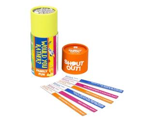 Talking Tables Would You Rather Shout Out Kids Travel Game - Portable, Hilarious Fun Gift for boys and girls 160 Silly Scenarios, Plastic-Free, l for 2+ Players. Ages 5+, White