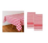Talking Tables XL Red Gingham Tablecloth & Red Gingham Tea Towels 2pk Bundle