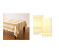 Talking Tables XL Yellow Stripe Tablecloth & Yellow Gingham Tea Towels 2pk Bundle