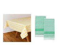 Talking Tables Yellow Gingham Tablecloth & Green Gingham Tea Towels 2pk Mixed Bundle