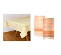 Talking Tables Yellow Gingham Tablecloth & Orange Gingham Tea Towels 2pk Bundle