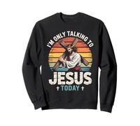 Talking to Jesus Christian Faith Sunset Cross Sweatshirt