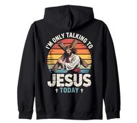 Talking to Jesus Christian Faith Sunset Cross Zip Hoodie