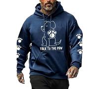 Talking To Paws Funny Dog Cartoon Print Hoodie Paw Lover Pullover (Blue XXL)